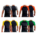 PT BJJ All Black Ranked Short Sleeve Rash Guards #8136 C