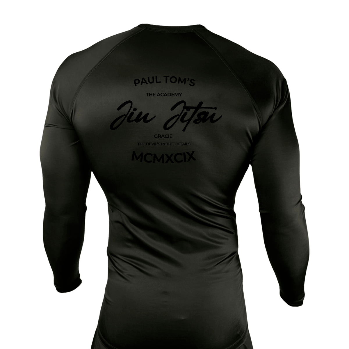 PT BJJ All Black Custom Rash Guards Long Sleeves #8136 C