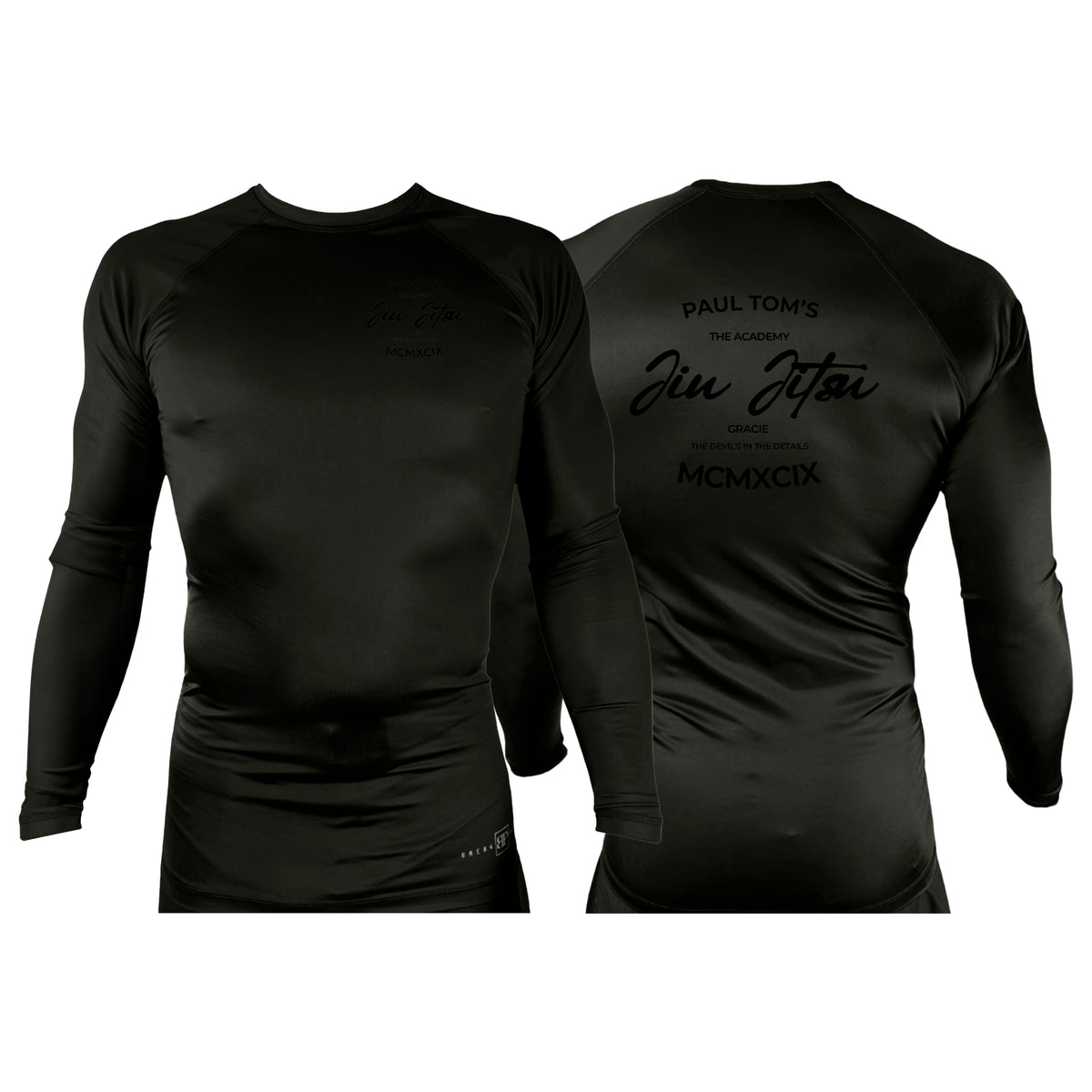 PT BJJ All Black Custom Rash Guards Long Sleeves #8136 C