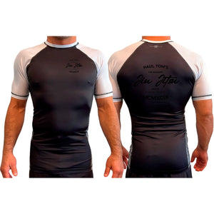 Paul Toms Academy of Brazilian Jiu Jitsu All Black Ranked Short Sleeve Rash Guards #8136 C