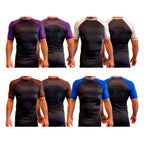 PT BJJ All Black Ranked Short Sleeve Rash Guards #8136 C
