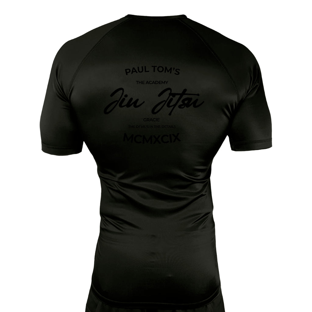 PT BJJ All Black Custom Rash Guards Short Sleeves #8136 C