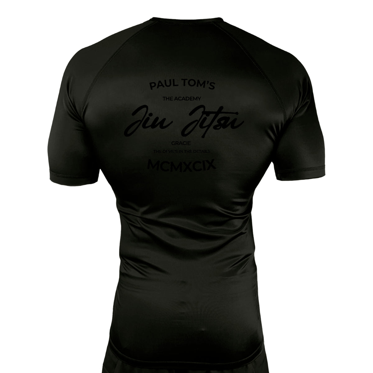PT BJJ All Black Custom Rash Guards Short Sleeves #8136 C