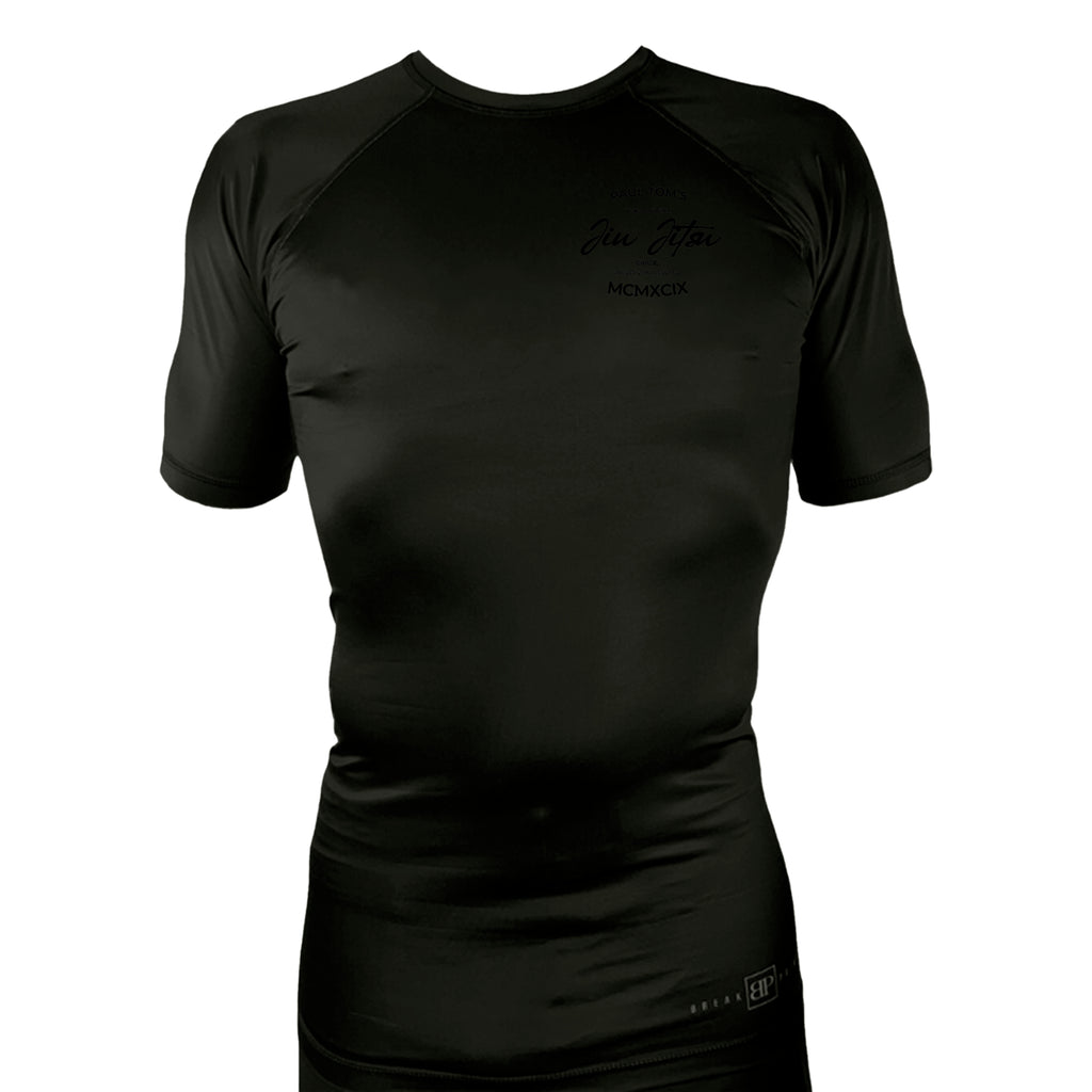 PT BJJ All Black Custom Rash Guards Short Sleeves #8136 C