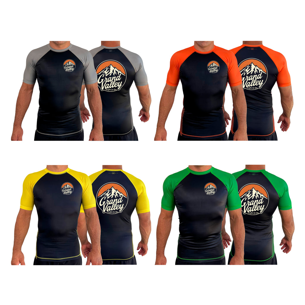 Grand Valley BJJ All Black Ranked Short Sleeve Rash Guards #8137 B