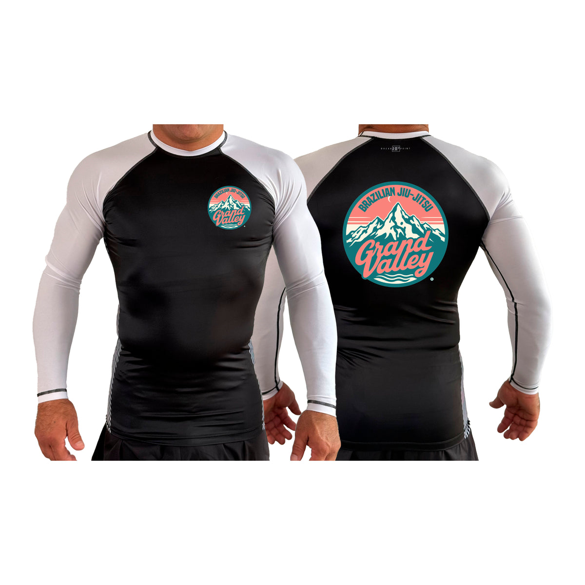 Grand Valley BJJ All Black Ranked Long Sleeve Rash Guards #8137 C