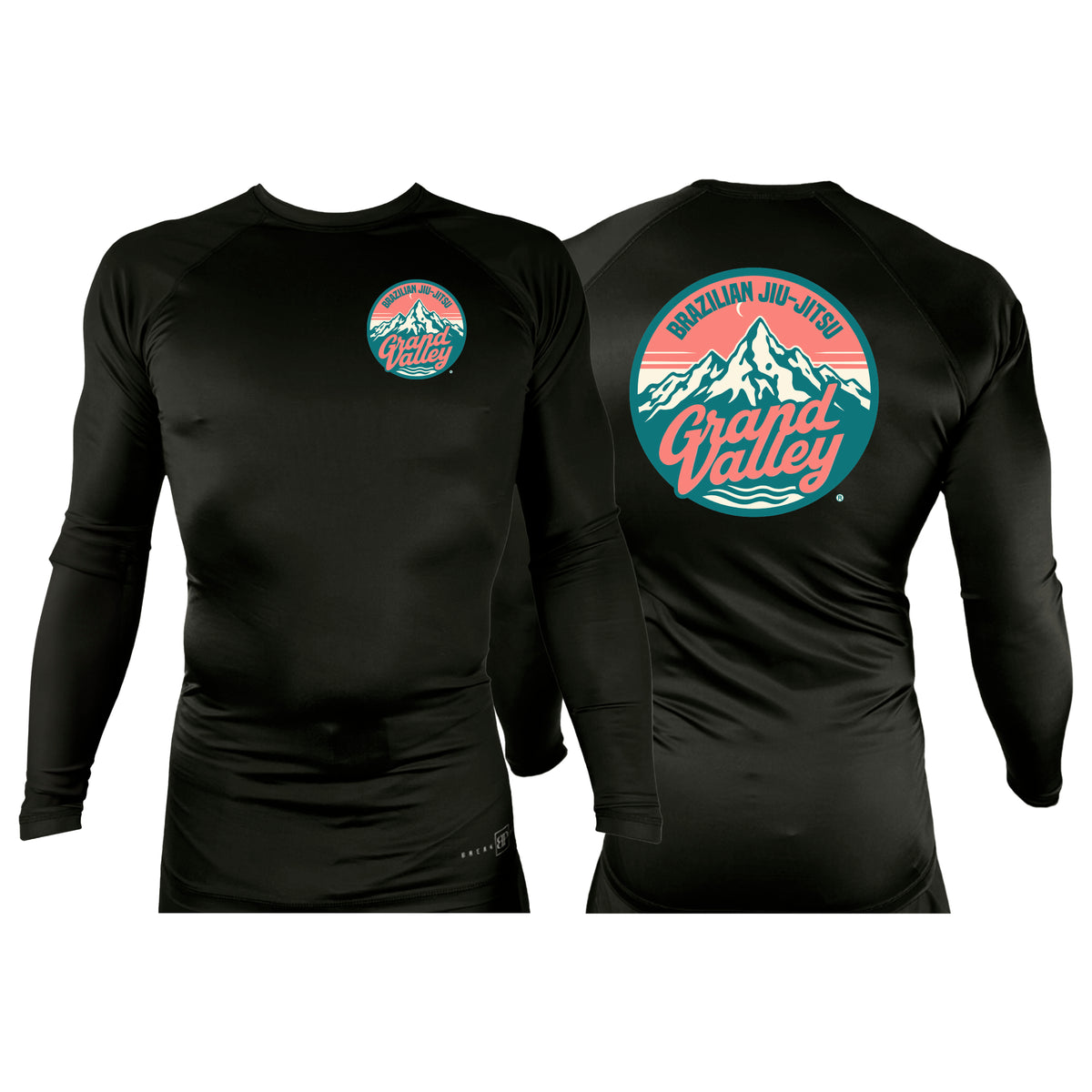 Grand Valley BJJ All Black Custom Rash Guards Long Sleeves #8137 C