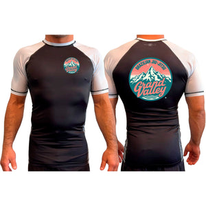 Grand Valley BJJ All Black Ranked Short Sleeve Rash Guards #8137 C