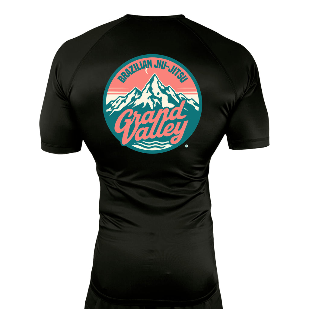 Grand Valley BJJ All Black Custom Rash Guards Short Sleeves #8137 C