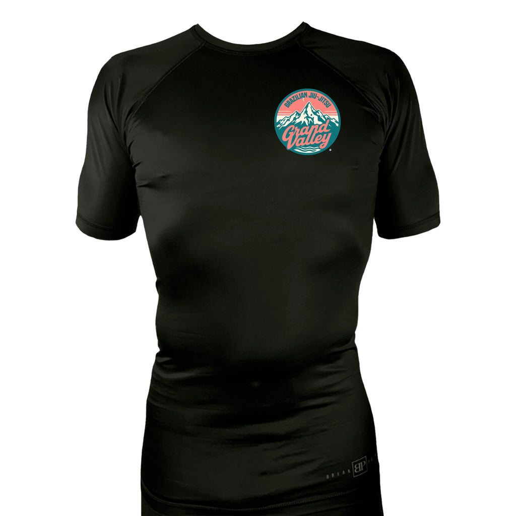 Grand Valley BJJ All Black Custom Rash Guards Short Sleeves #8137 C