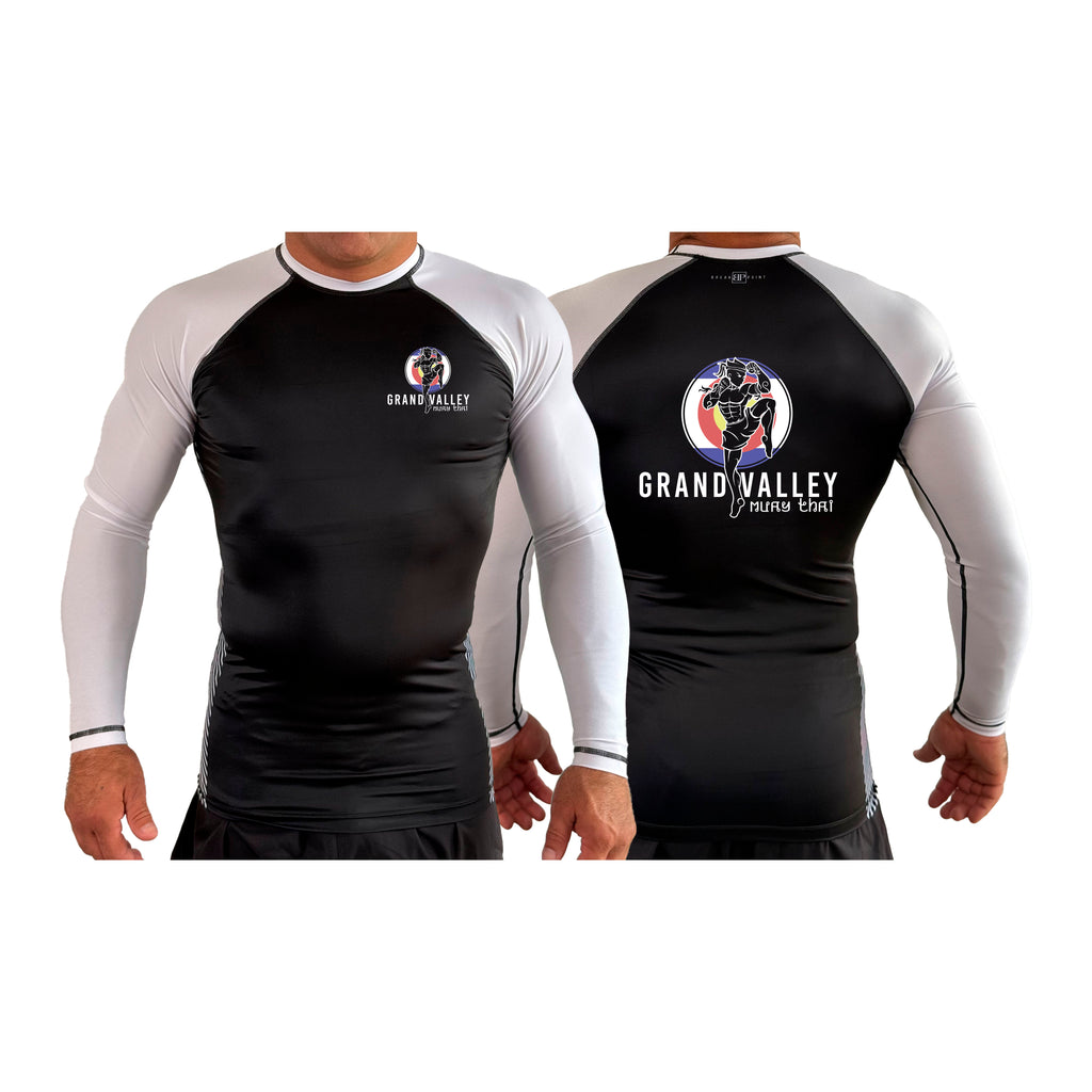 Grand Valley BJJ All Black Ranked Long Sleeve Rash Guards #8137 D