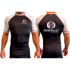 Grand Valley BJJ All Black Ranked Short Sleeve Rash Guards #8137 D