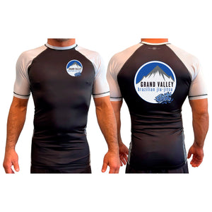 Grand Valley BJJ All Black Ranked Short Sleeve Rash Guards #8137 E