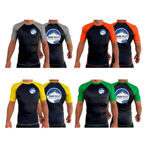 Grand Valley BJJ All Black Ranked Short Sleeve Rash Guards #8137 E