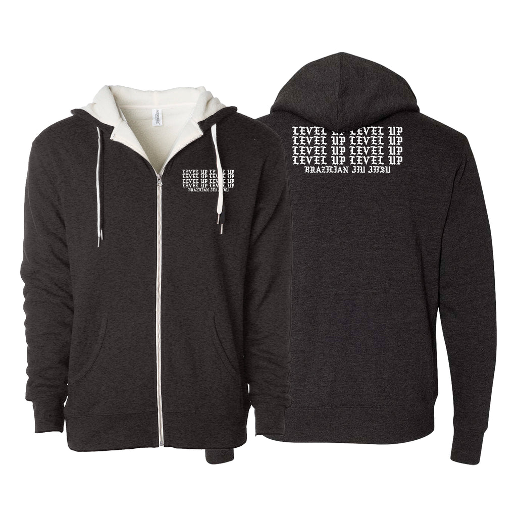 Level Up BJJ Sherpa Lined Zip-Up Hoodie #8138 Q (Stacked)