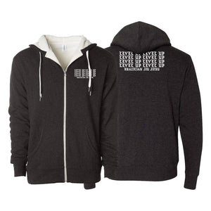 Level Up BJJ Sherpa Lined Zip-Up Hoodie #8138 Q (Stacked)