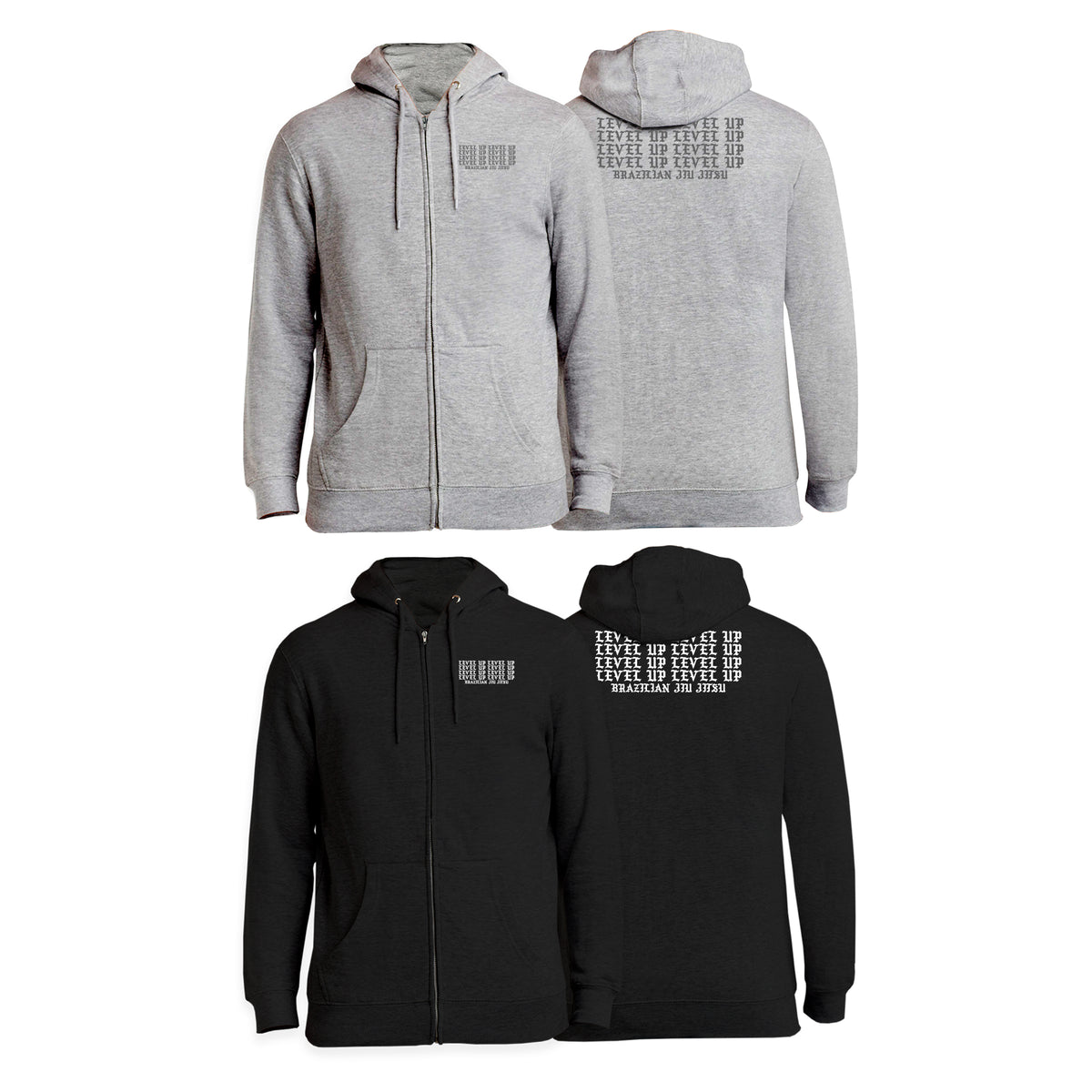 Level Up BJJ Zip-Up Hoodies #8138 Q (Stacked)