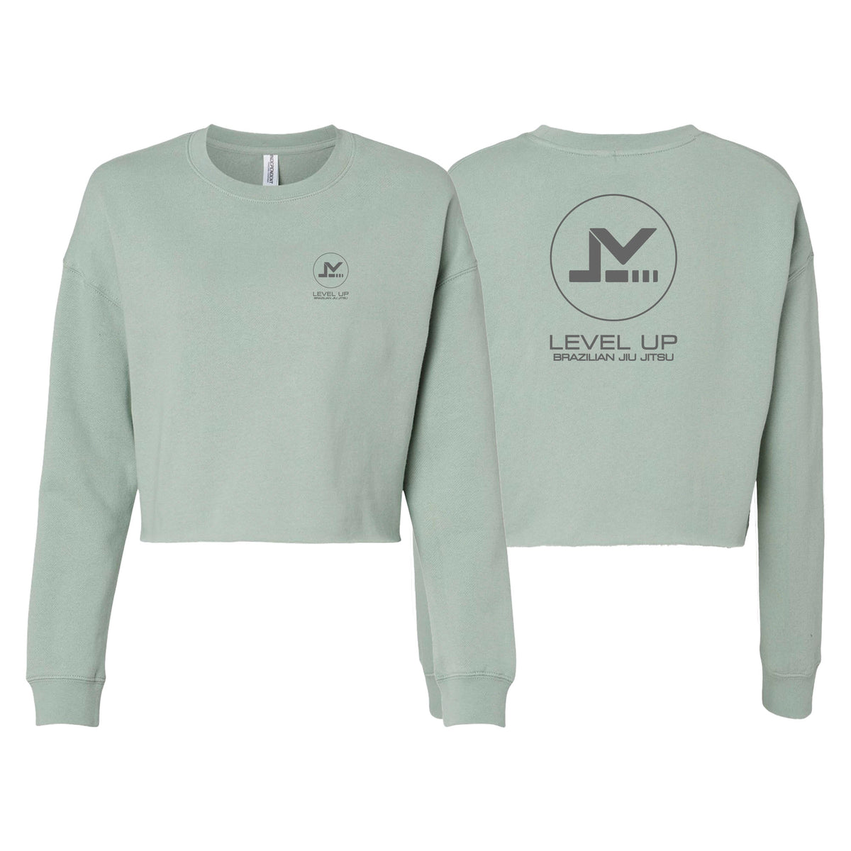 Level Up BJJ Women's Cropped Crewneck Sweatshirt #8138 R (Name-logo Design)