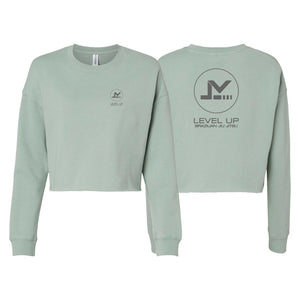 Level Up BJJ Women's Cropped Crewneck Sweatshirt #8138 R (Name-logo Design)