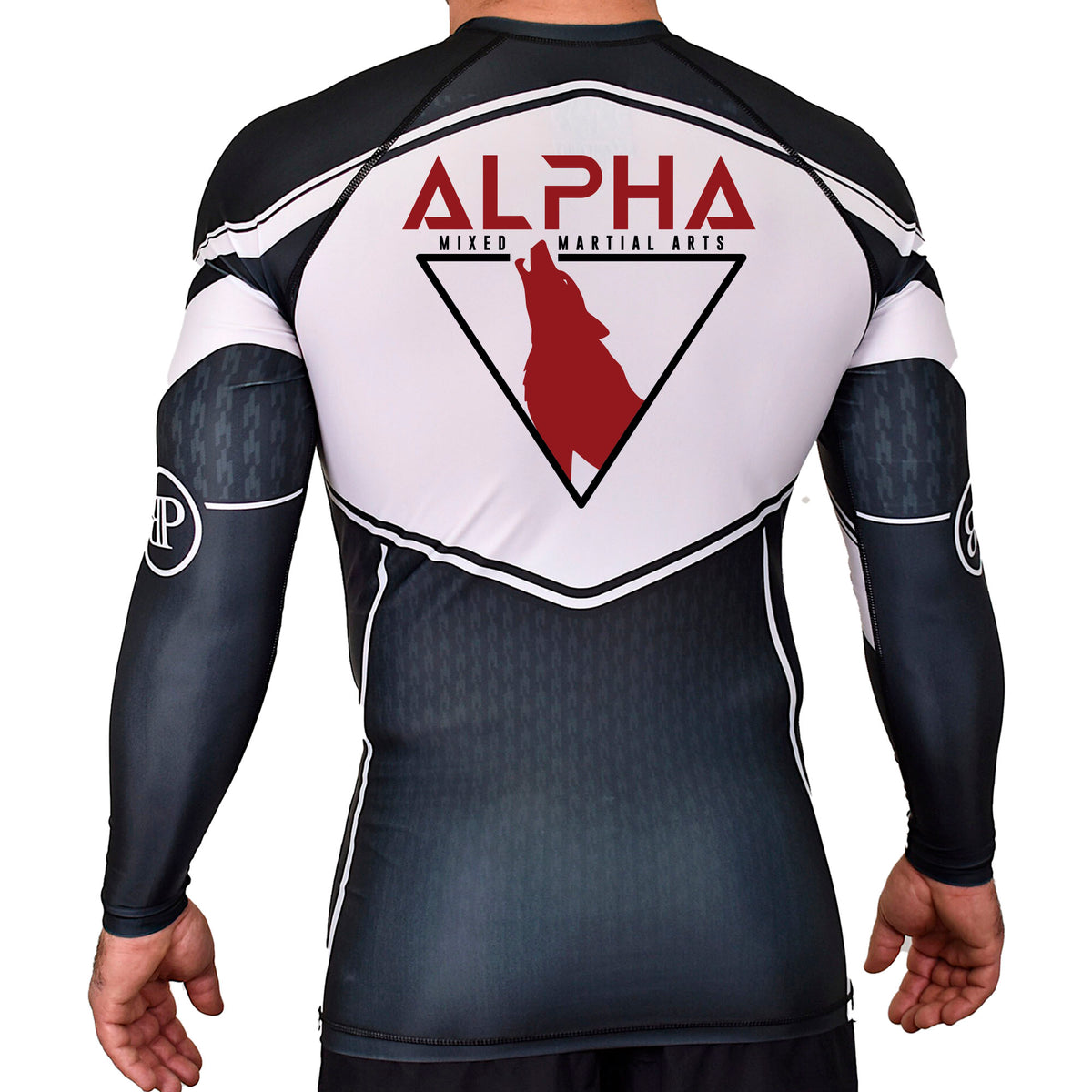 Alpha MMA & RCBJJ Lawton Academy Rash Guards Black/White #8139 A