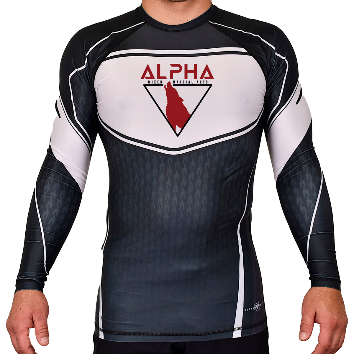 Alpha MMA & RCBJJ Lawton Academy Rash Guards Black/White #8139 A