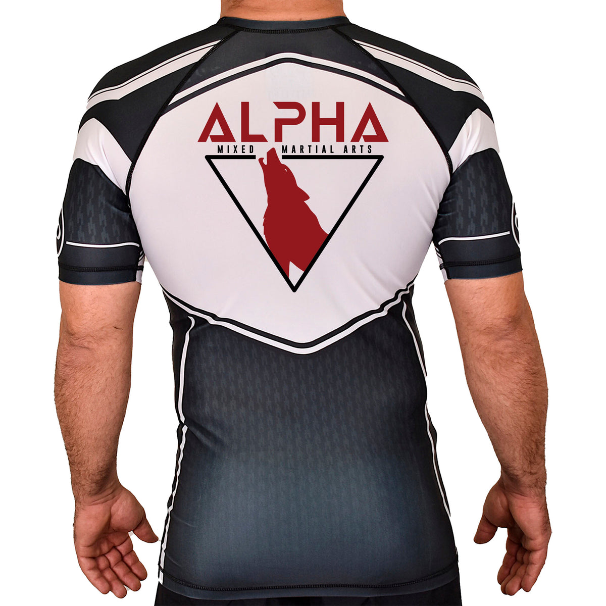 Alpha MMA & RCBJJ Lawton Academy Rash Guards Black/White #8139 A