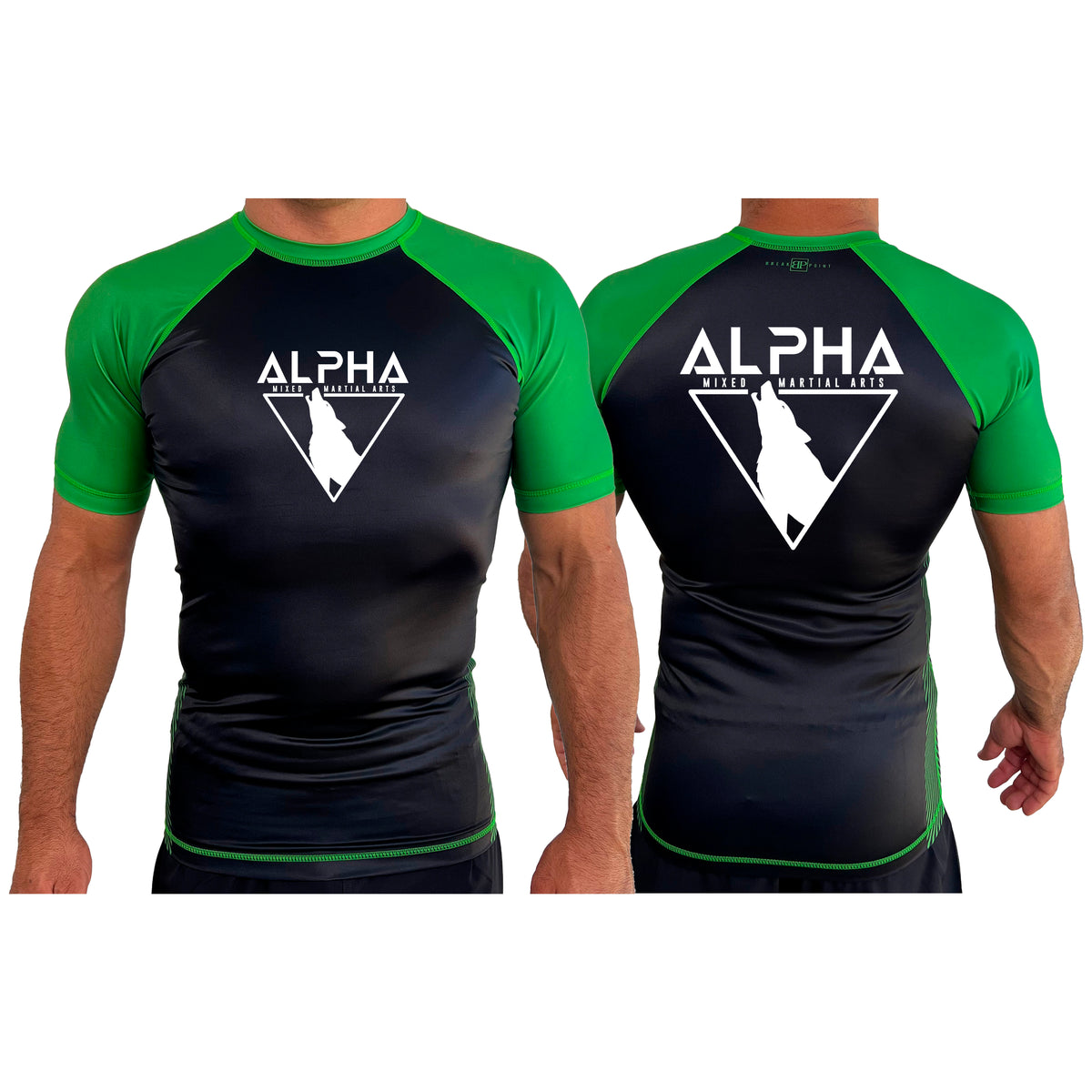 Alpha MMA & RCBJJ Lawton All Black Ranked Short Sleeve Rash Guards #8139 A