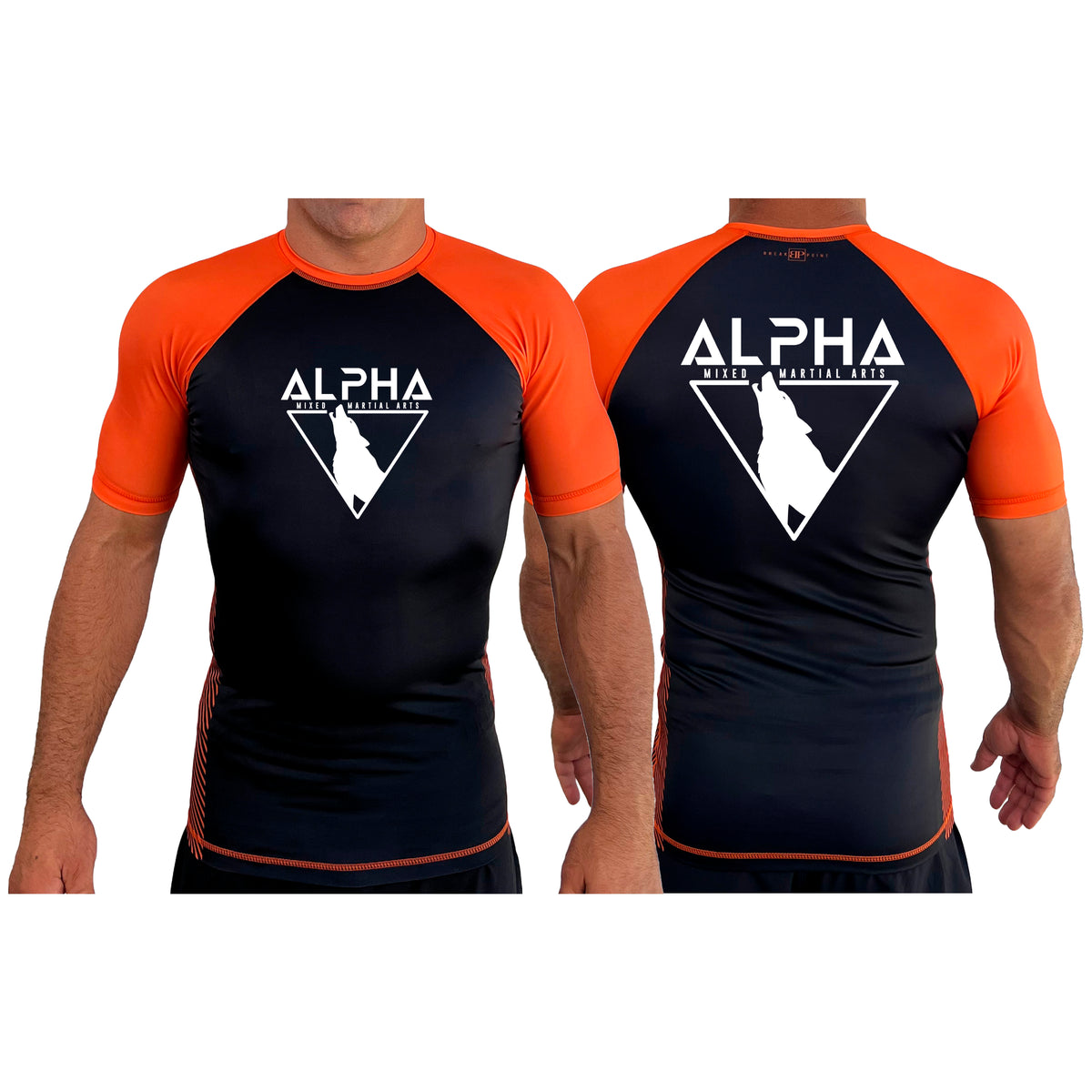 Alpha MMA & RCBJJ Lawton All Black Ranked Short Sleeve Rash Guards #8139 A