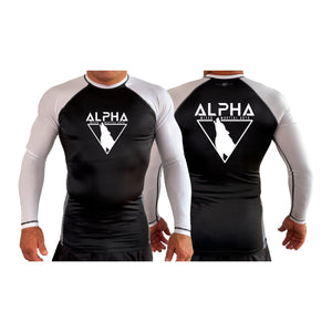 Alpha MMA & RCBJJ Lawton All Black Ranked Long Sleeve Rash Guards #8139 A