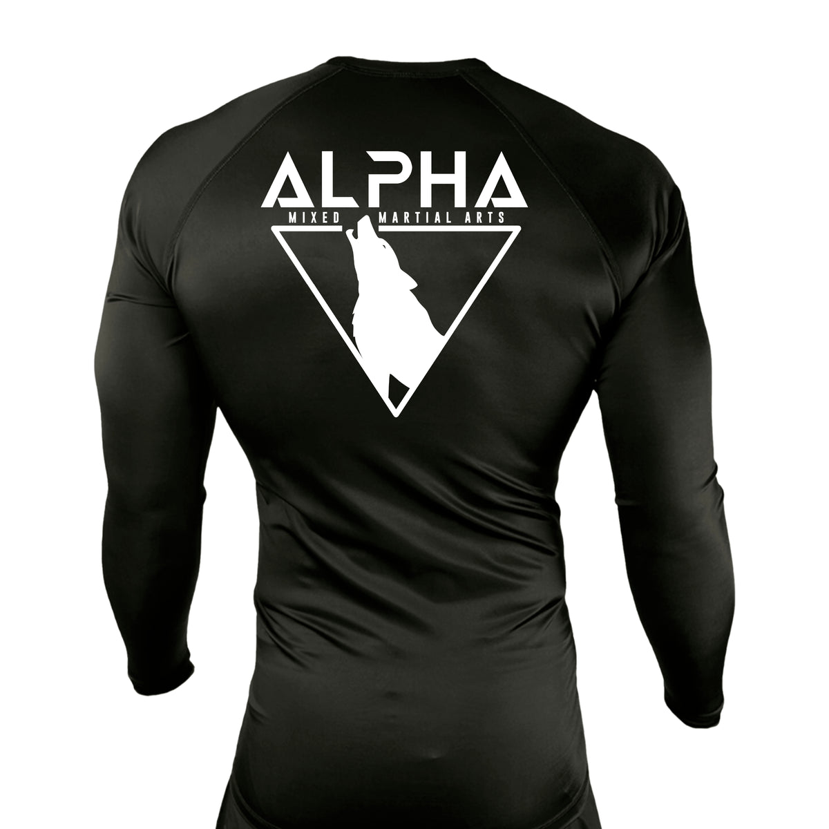 Alpha MMA & RCBJJ Lawton All Black Custom Rash Guards Long Sleeves #8139 A