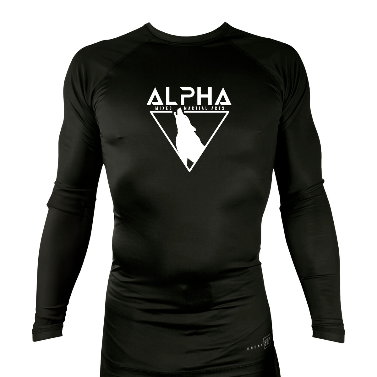 Alpha MMA & RCBJJ Lawton All Black Custom Rash Guards Long Sleeves #8139 A
