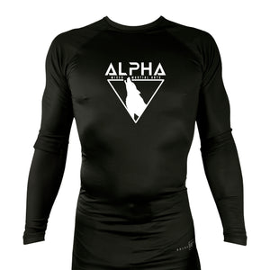 Alpha MMA & RCBJJ Lawton All Black Custom Rash Guards Long Sleeves #8139 A