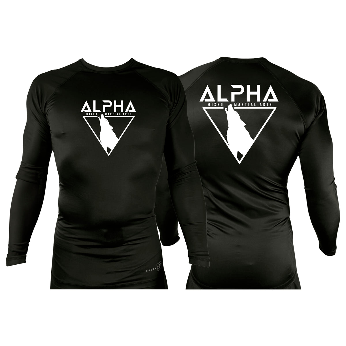 Alpha MMA & RCBJJ Lawton All Black Custom Rash Guards Long Sleeves #8139 A