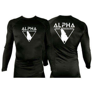 Alpha MMA & RCBJJ Lawton All Black Custom Rash Guards Long Sleeves #8139 A