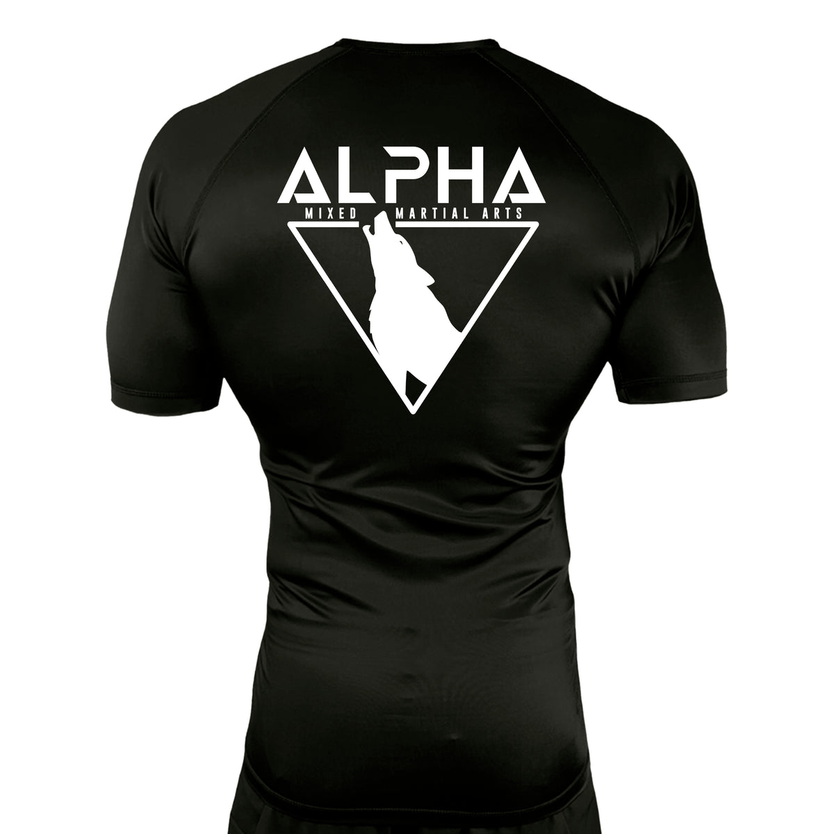Alpha MMA & RCBJJ Lawton All Black Custom Rash Guards Short Sleeves #8139 A