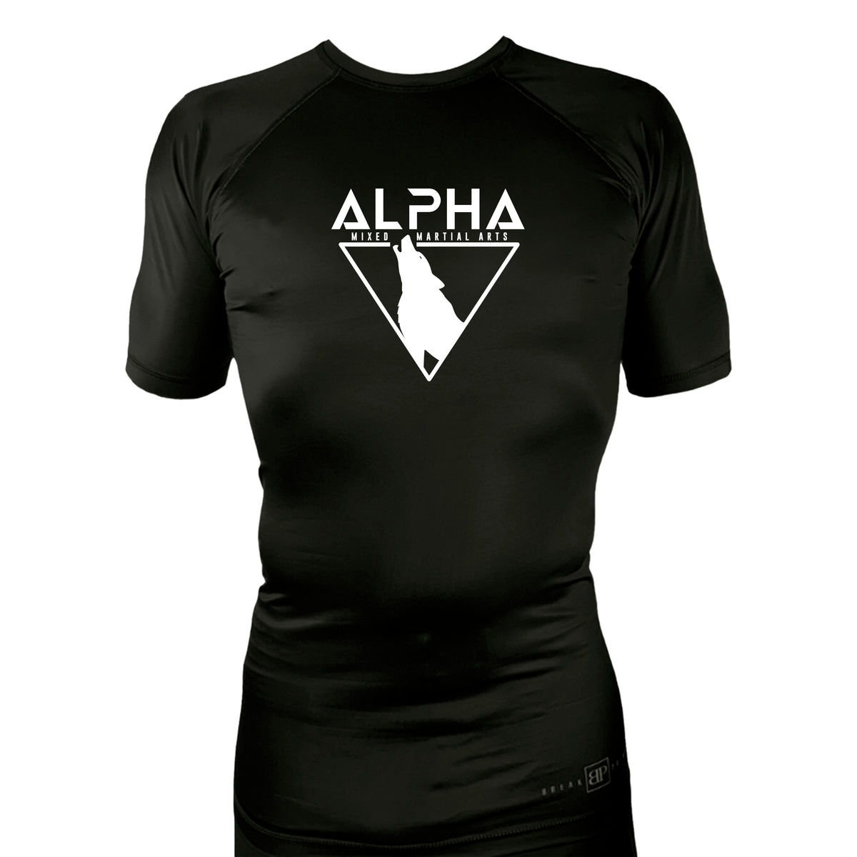 Alpha MMA & RCBJJ Lawton All Black Custom Rash Guards Short Sleeves #8139 A