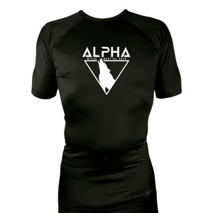 Alpha MMA & RCBJJ Lawton All Black Custom Rash Guards Short Sleeves #8139 A