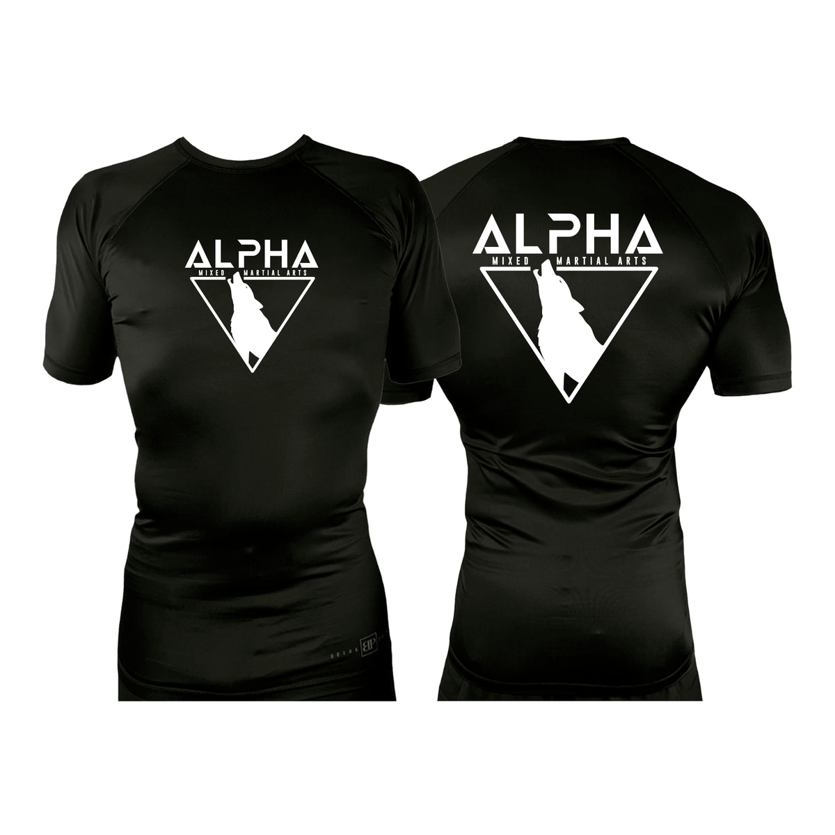 Alpha MMA & RCBJJ Lawton All Black Custom Rash Guards Short Sleeves #8139 A