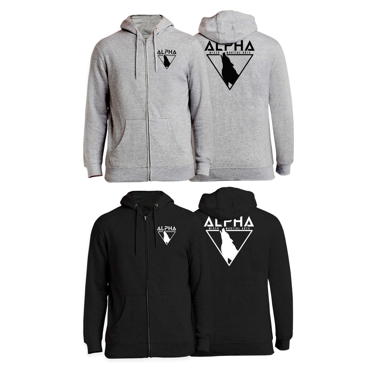 Alpha MMA & RCBJJ Lawton Academy Zip-Up Hoodies #8139 A