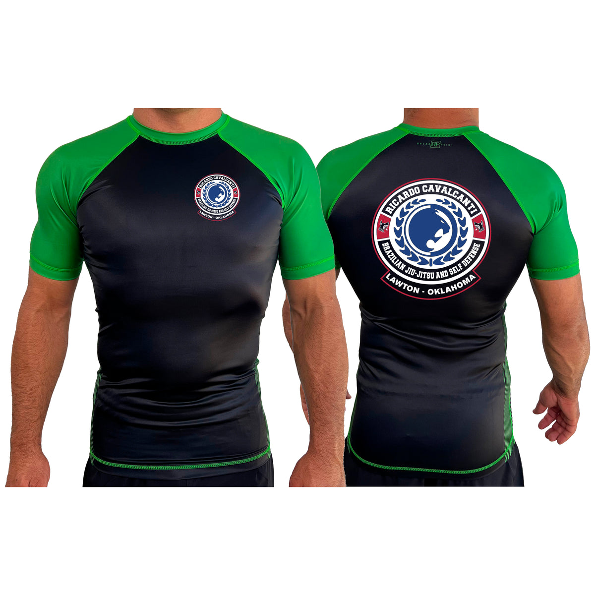 Alpha MMA & RCBJJ Lawton All Black Ranked Short Sleeve Rash Guards #8139 B