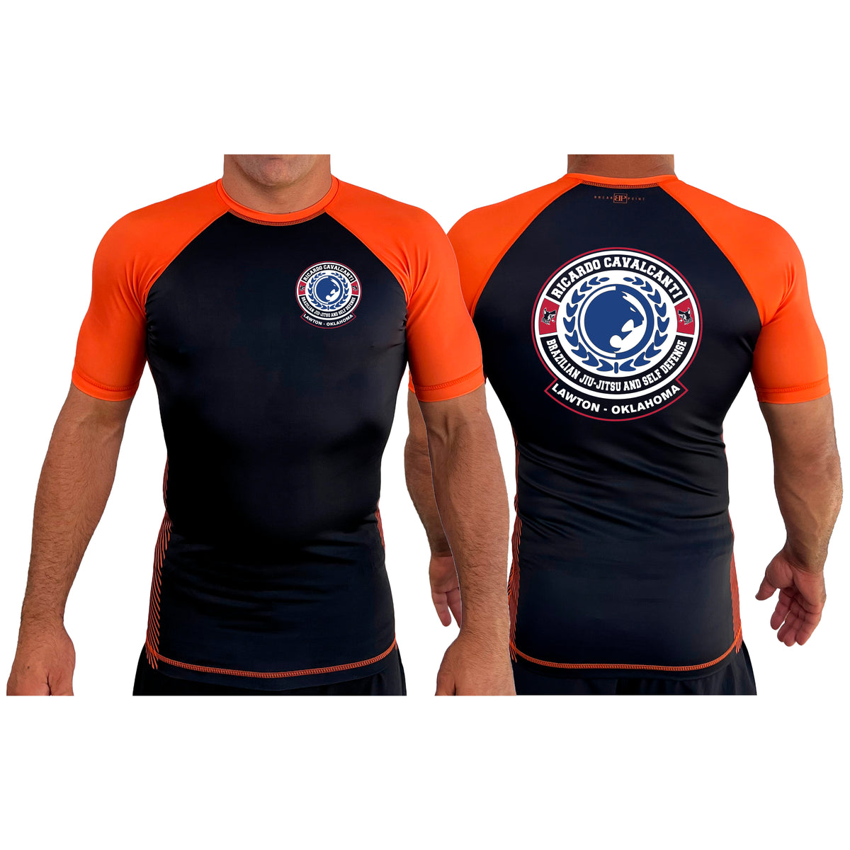 Alpha MMA & RCBJJ Lawton All Black Ranked Short Sleeve Rash Guards #8139 B