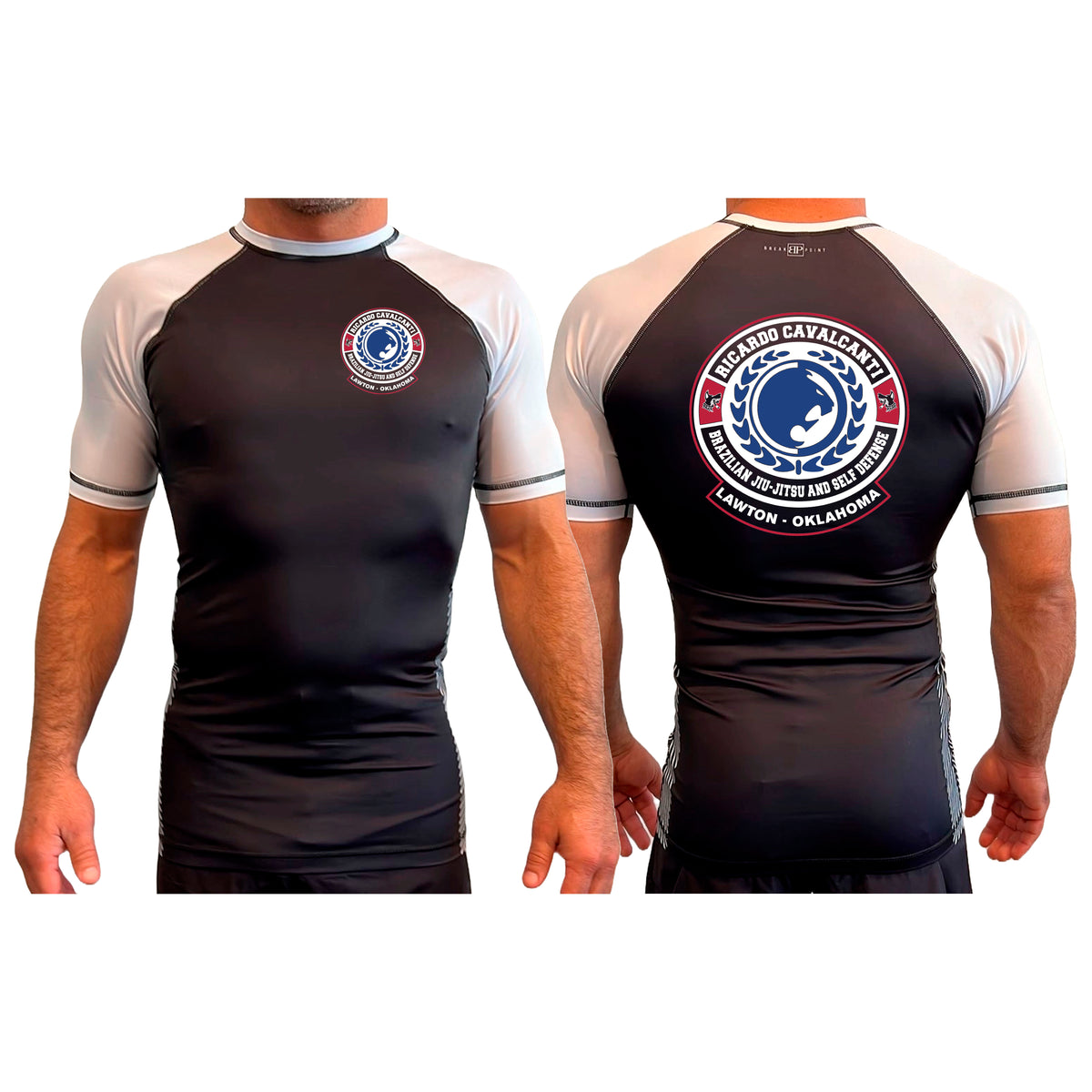 Alpha MMA & RCBJJ Lawton All Black Ranked Short Sleeve Rash Guards #8139 B