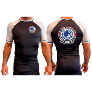 Alpha MMA & RCBJJ Lawton All Black Ranked Short Sleeve Rash Guards #8139 B