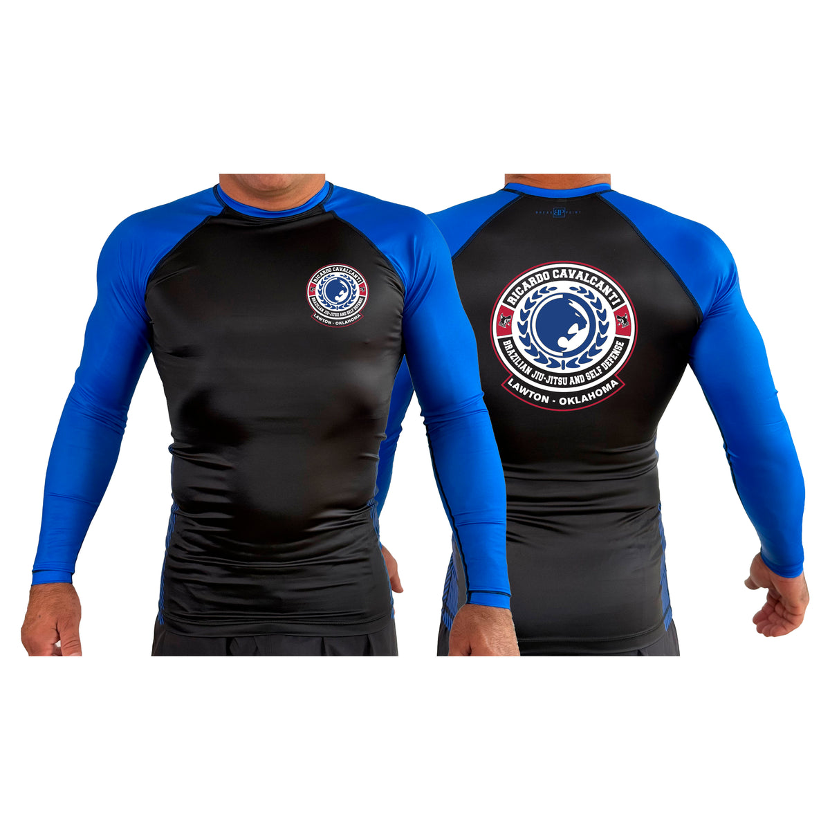 Alpha MMA & RCBJJ Lawton All Black Ranked Long Sleeve Rash Guards #8139 B