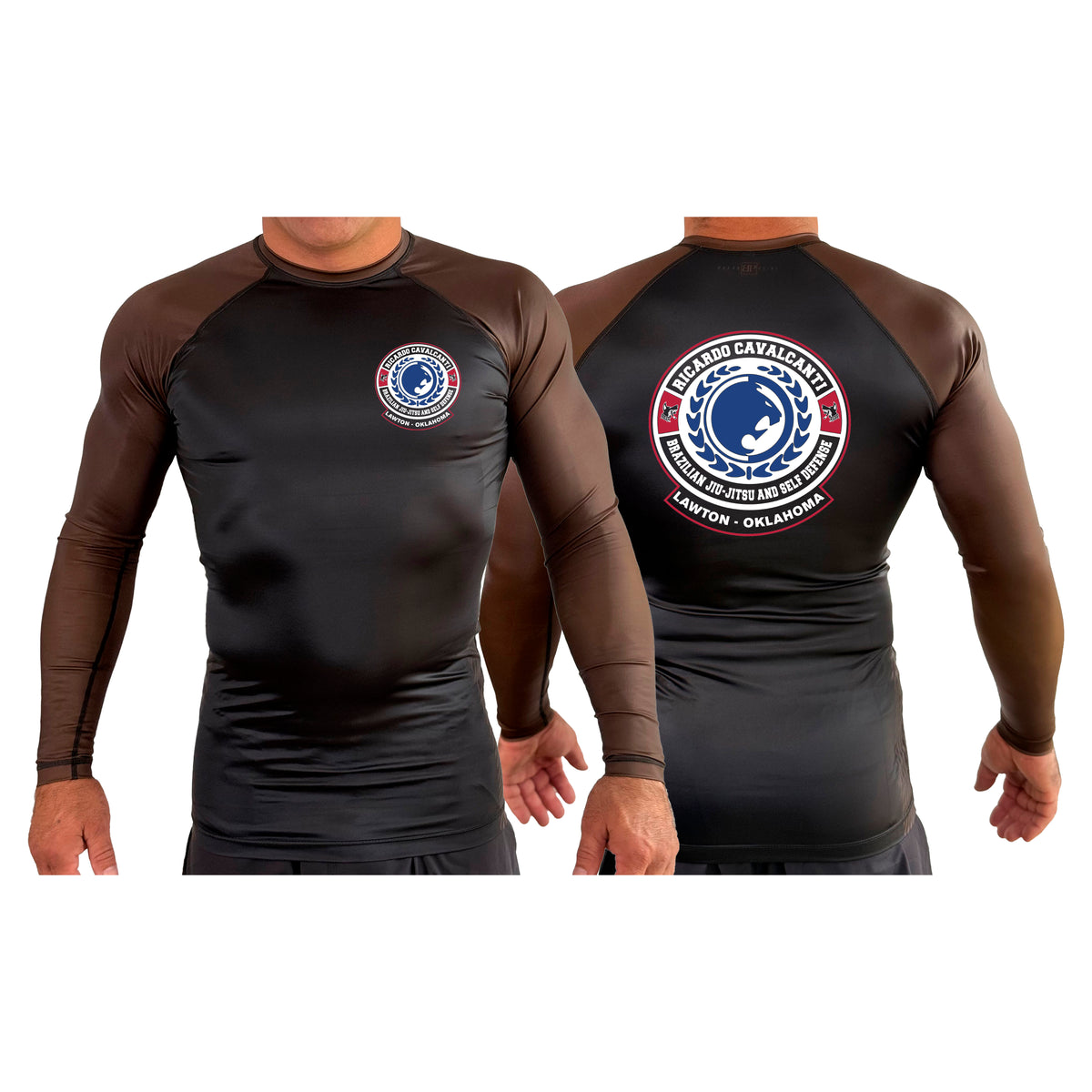 Alpha MMA & RCBJJ Lawton All Black Ranked Long Sleeve Rash Guards #8139 B