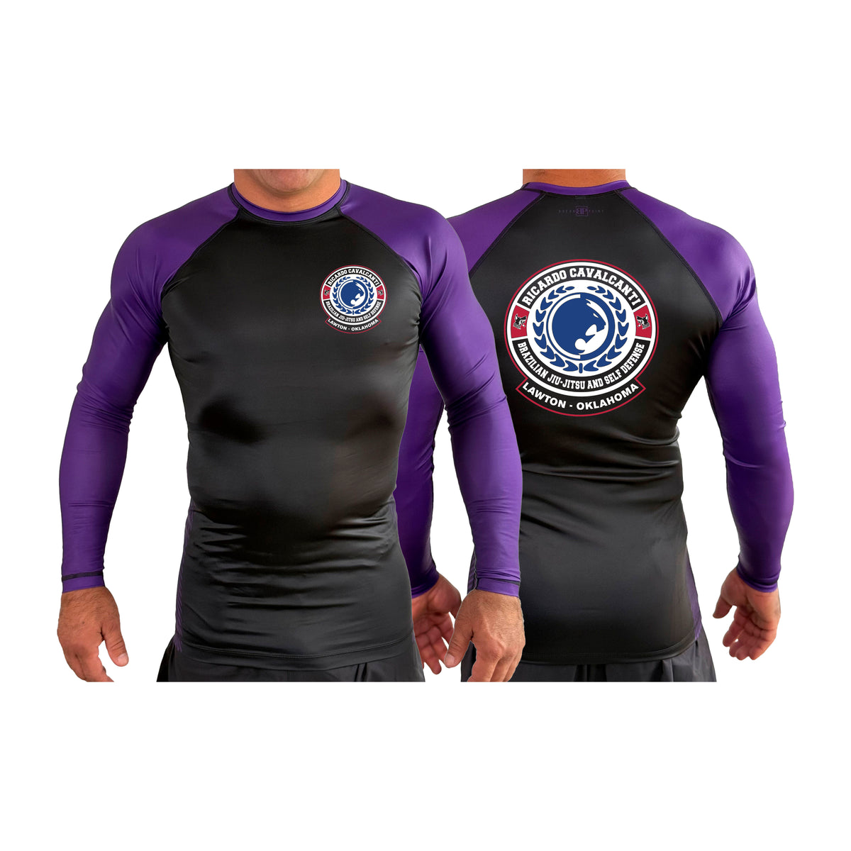 Alpha MMA & RCBJJ Lawton All Black Ranked Long Sleeve Rash Guards #8139 B