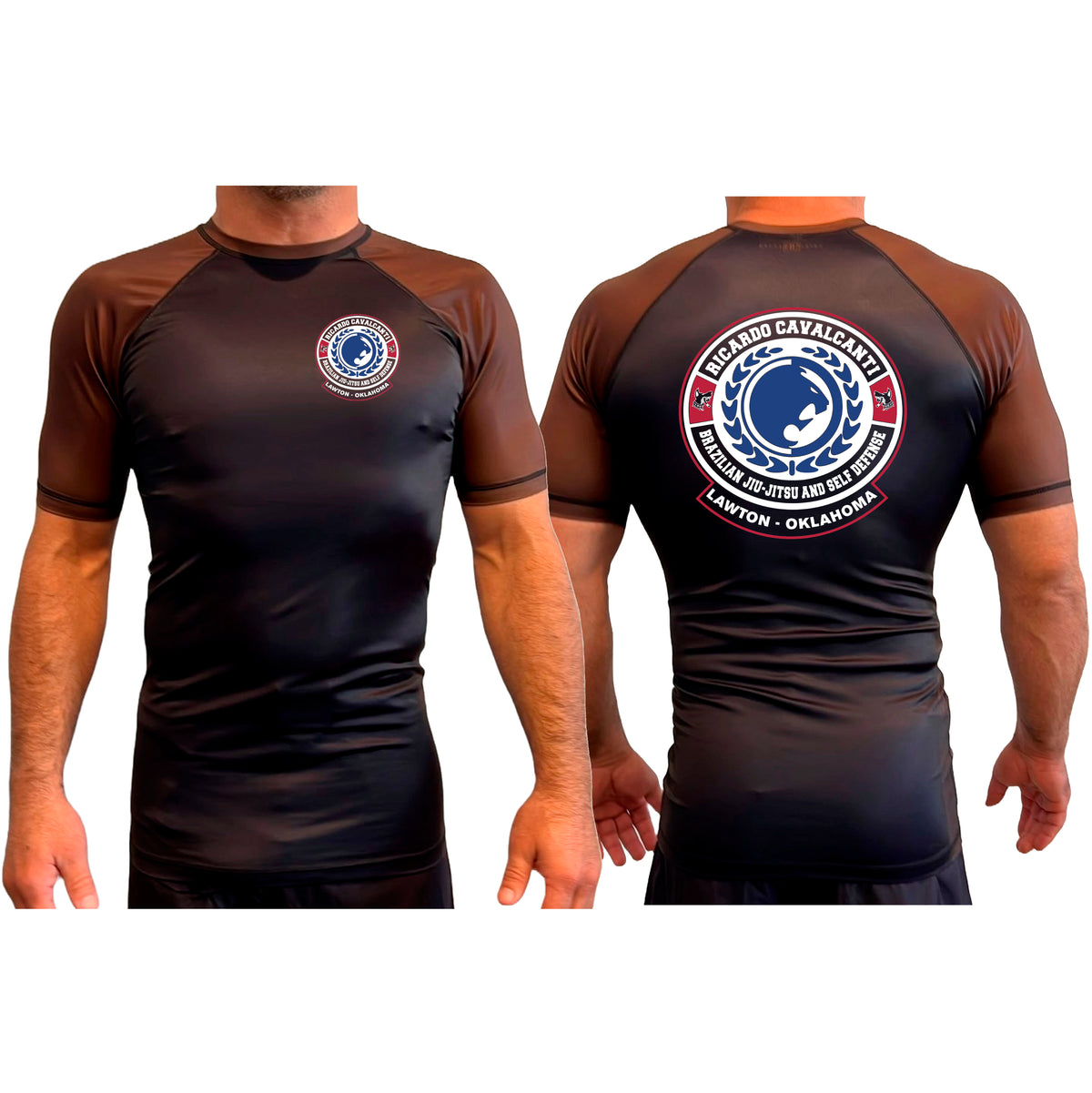 Alpha MMA & RCBJJ Lawton All Black Ranked Short Sleeve Rash Guards #8139 B