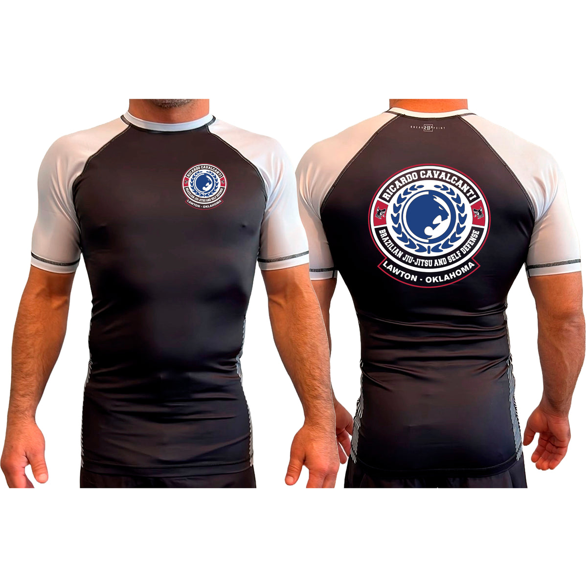Alpha MMA & RCBJJ Lawton All Black Ranked Short Sleeve Rash Guards #8139 B