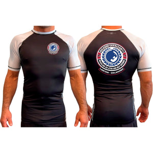 Alpha MMA & RCBJJ Lawton All Black Ranked Short Sleeve Rash Guards #8139 B