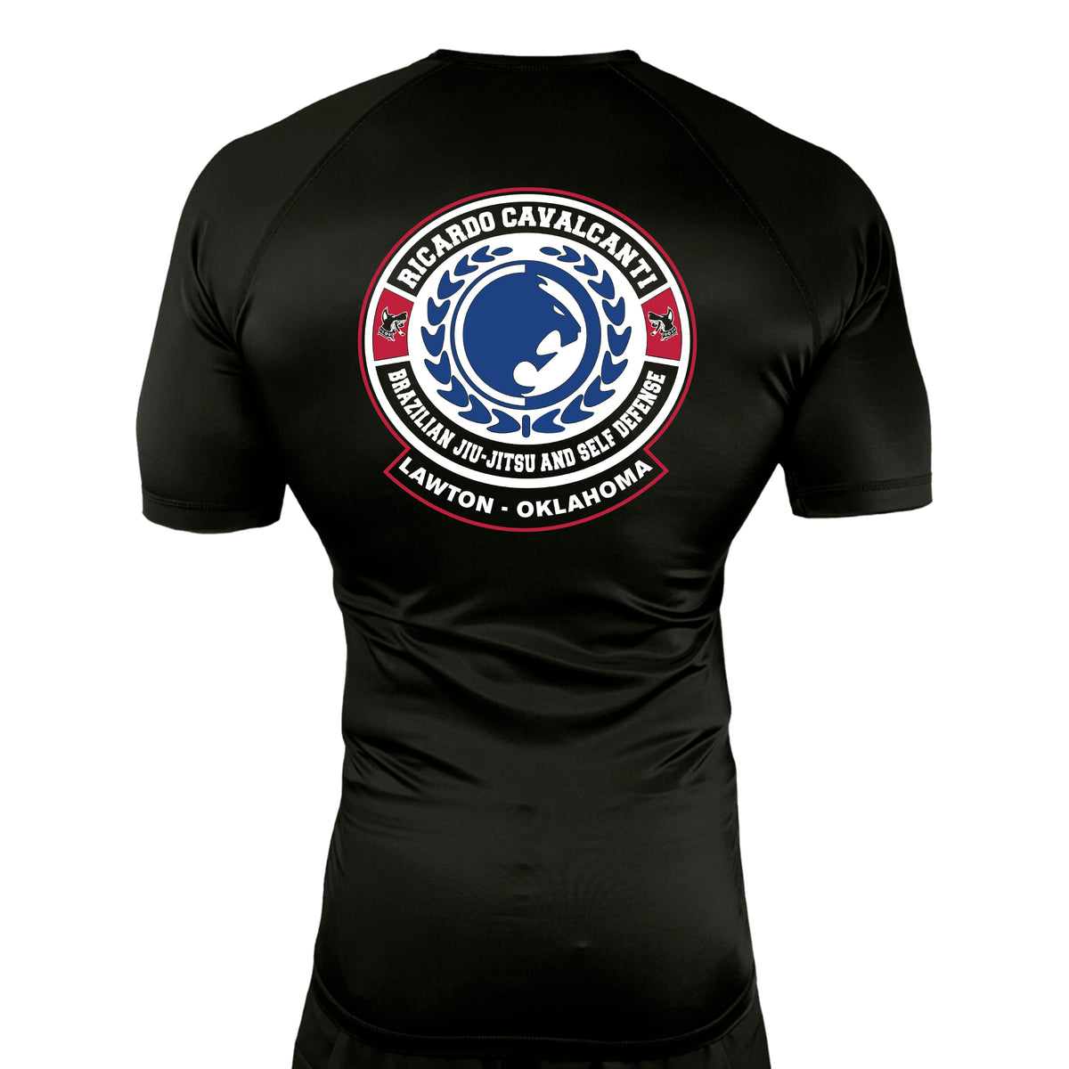 Alpha MMA & RCBJJ Lawton All Black Custom Rash Guards Short Sleeves #8139 B